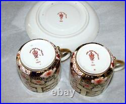 Set 4 Royal Crown Derby Traditional Imari 2 Demitasse Cups & Saucers