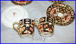 Set 4 Royal Crown Derby Traditional Imari 2 Demitasse Cups & Saucers