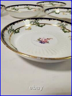 Set 5 Royal Crown Derby Saucer/Bowls Pink Rose Cobalt Gold Green Pattern 5525