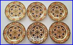 Set 6 Royal Crown Derby Old Imari 1126 / Gadrooned 1128 9' Salad Dessert Plates