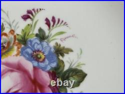 Set (7) Royal Crown Derby VINE Garnett Floral Center 10.25 Dinner Plates A879
