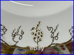 Set (7) Royal Crown Derby VINE Garnett Floral Center 10.25 Dinner Plates A879
