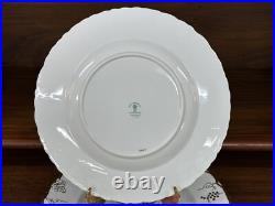 Set (7) Royal Crown Derby VINE Garnett Floral Center 10.25 Dinner Plates A879