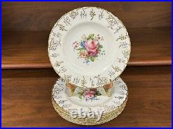 Set (7) Royal Crown Derby VINE Garnett Floral Center 8.25 Salad Plates A879