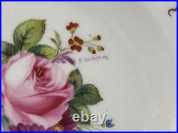 Set (7) Royal Crown Derby VINE Garnett Floral Center 8.25 Salad Plates A879