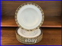 Set 8 Vintage Royal Crown Derby HERALDIC Cobalt Blue 8 3/8 Rim Soup Bowls A1067