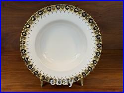 Set 8 Vintage Royal Crown Derby HERALDIC Cobalt Blue 8 3/8 Rim Soup Bowls A1067