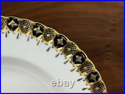 Set 8 Vintage Royal Crown Derby HERALDIC Cobalt Blue 8 3/8 Rim Soup Bowls A1067