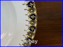 Set 8 Vintage Royal Crown Derby HERALDIC Cobalt Blue 8 3/8 Rim Soup Bowls A1067