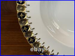 Set 8 Vintage Royal Crown Derby HERALDIC Cobalt Blue 8 3/8 Rim Soup Bowls A1067