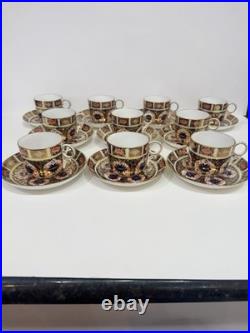 Set Of 10 Antique Royal Crown Derby Old Imari Cups/Saucers 1920's-30's Excellent