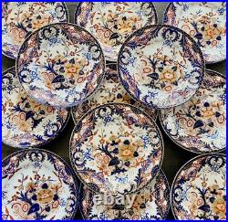 Set Of 12 Antique Bloor Royal Crown Derby Kings Imari Rimmed Soup Plates 1815