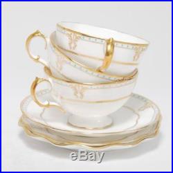 Set Of 3 Royal Crown Derby Lombardy Footed Cup And Saucer Sets