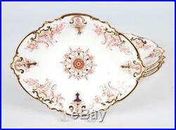 Set Of 4 Antique Royal Crown Derby Oval Plates C. 1898