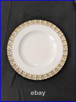 Set Of 4 Royal Crown Derby Heraldic Gold 10 3/8 Dinner Plates