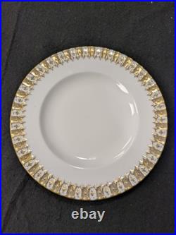 Set Of 4 Royal Crown Derby Heraldic Gold 10 3/8 Dinner Plates