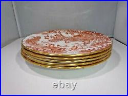 Set Of 5 Royal Crown Derby Red Aves 8.5 Inch Plates