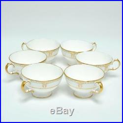Set Of 6 Royal Crown Derby Lombardy Footed Tea Cups