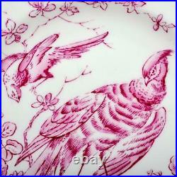 Set Of Eleven (11) Royal Crown Derby Chelsea Bird Red/pink Bread Plates A524