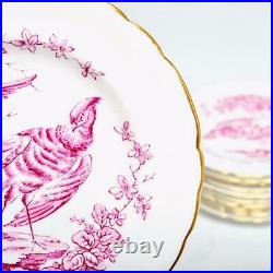 Set Of Eleven (11) Royal Crown Derby Chelsea Bird Red/pink Bread Plates A524