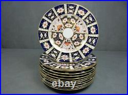 Set of 12 English Royal Crown Derby Traditional Imari 2451 Dinner Plates 10 5/8