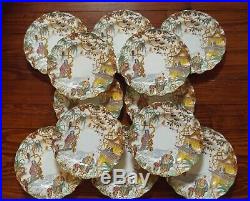 Set of 12 Exquisite Royal Crown Derby Fluted Edge Plates
