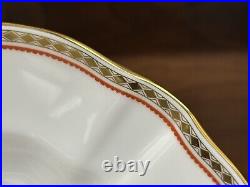 Set of (12) Royal Crown Derby CARLTON Red 10.75 Dinner Plates (2nd Quality)