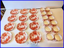 Set of 12 Royal Crown Derby England Red Aves Demitasse Cups and Saucers