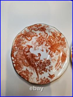 Set of 12 Royal Crown Derby England Red Aves Demitasse Cups and Saucers