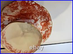 Set of 12 Royal Crown Derby England Red Aves Demitasse Cups and Saucers