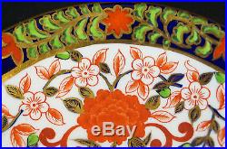 Set of 12 Royal Crown Derby Imari Style 495 Hand Painted Floral Plates C. 1888