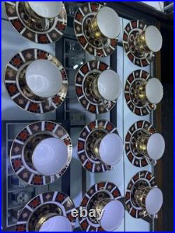 Set of 12 Royal Crown Derby Old Imari Tea Cup & Breakfast Saucer 1128
