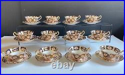 Set of 12 Royal Crown Derby Traditional Imari (#2451) footed teacup withsaucer