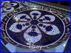 Set of 2 Royal Crown Derby Old Imari 1128 Rimmed Plates 8.5 inches. Marked II