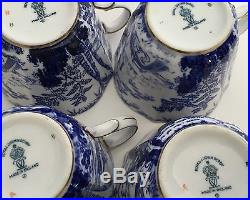 Set of 4 1920s Royal Crown Derby Mikado Cups and Saucers