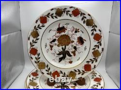 Set of 4 Royal Crown Derby Bone China ASIAN ROSE Dinner Plates #