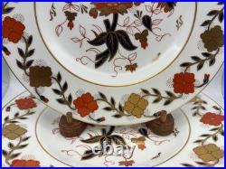 Set of 4 Royal Crown Derby Bone China ASIAN ROSE Dinner Plates #