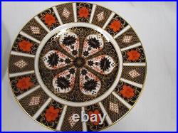 Set of 4 Royal Crown Derby Bone China Old Imari 10 5/8 Dinner Plate 1128