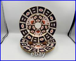 Set of 4 Royal Crown Derby English Bone China TRADITIONAL IMARI Dinner Plates