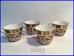 Set of 4 Royal Crown Derby Old Imari 1128 Teacups and Saucers