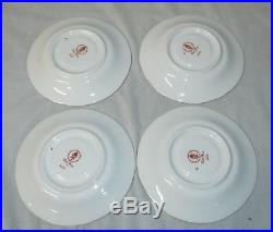 Set of 4 Vintage ROYAL CROWN DERBY RED AVES Pattern TEA CUP & SAUCERS + PLATES