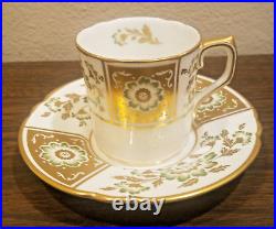 Set of 4 Vintage Royal Crown Green Derby Panel China Demitasse Cups & Saucers