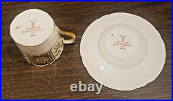 Set of 4 Vintage Royal Crown Green Derby Panel China Demitasse Cups & Saucers