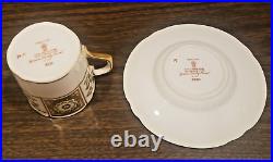 Set of 4 Vintage Royal Crown Green Derby Panel China Demitasse Cups & Saucers