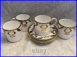 Set of 4 demitasse cup and saucer. Majesty Royal crown derby. English bone china