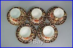 Set of 5 Antique Royal Crown Derby Imari #2451 Coffee Cans & Saucers c1915