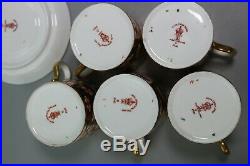 Set of 5 Antique Royal Crown Derby Imari #2451 Coffee Cans & Saucers c1915