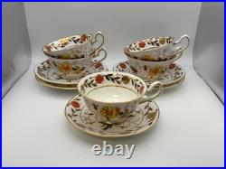 Set of 5 Royal Crown Derby Bone China ASIAN ROSE Cups & Saucers