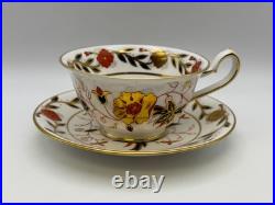 Set of 5 Royal Crown Derby Bone China ASIAN ROSE Cups & Saucers