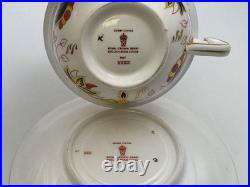 Set of 5 Royal Crown Derby Bone China ASIAN ROSE Cups & Saucers